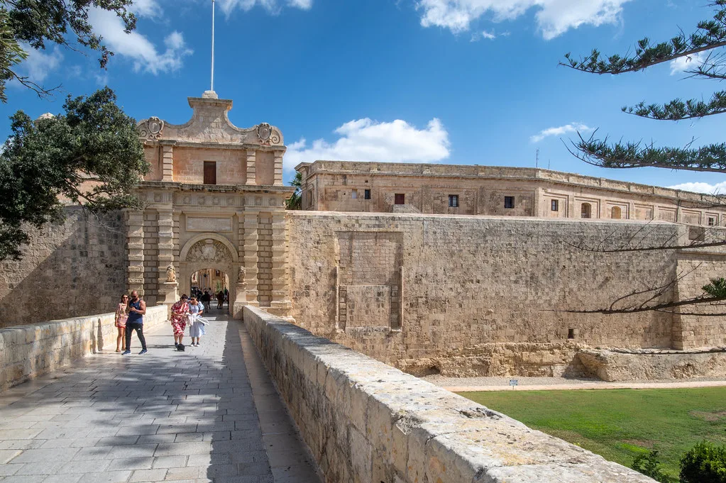The bridge leading to Mdina's main gate.
