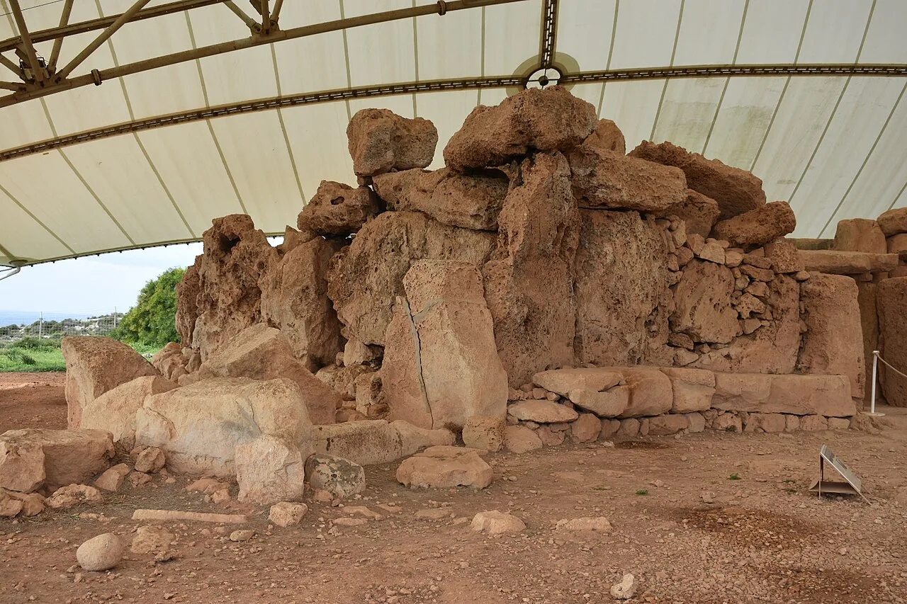 The megalithic stonework of Mnajdra Temple in Qrendi.