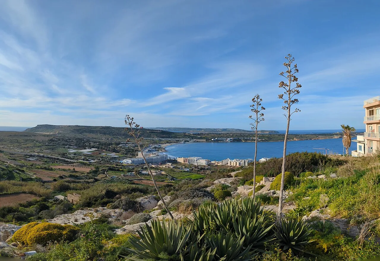 Mellieħa Bay seen from the hillside above the village.