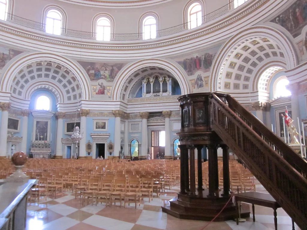 The interior of the Rotunda of Mosta.