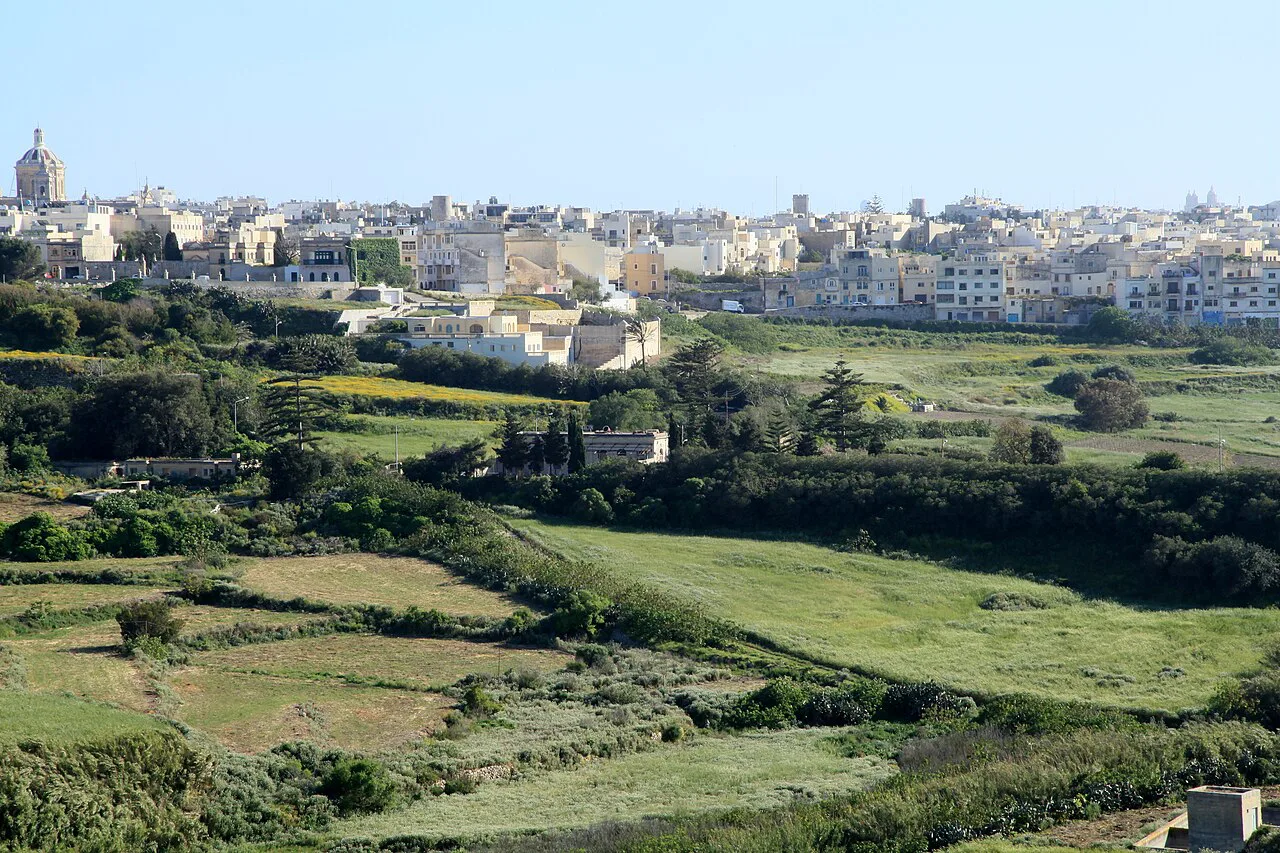 The countryside around Mtarfa with Mdina on the skyline.