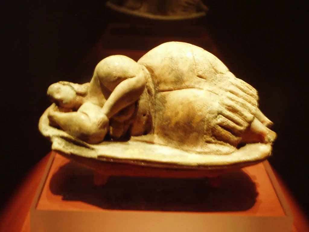 The Sleeping Lady figurine from the Hypogeum, displayed in the National Museum of Archaeology.