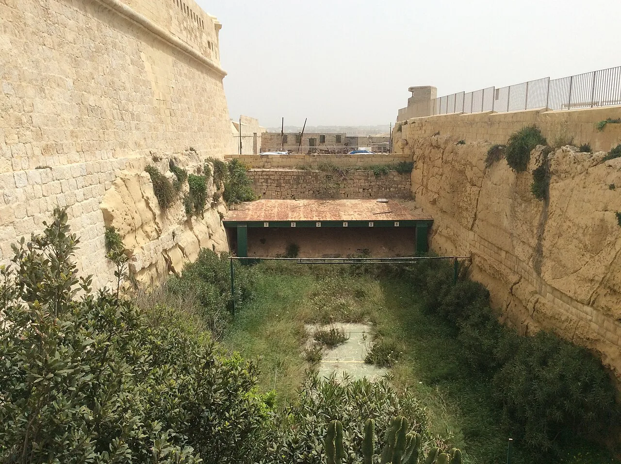 The dry ditch beside Fort Saint Elmo's walls.