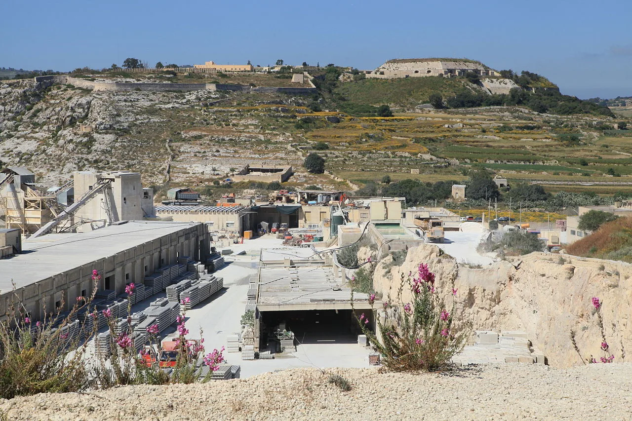 Quarry workings and countryside near Naxxar.