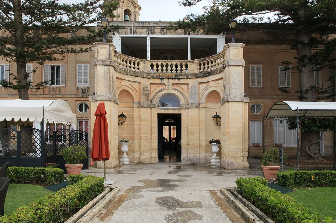 The balcony and courtyard of Palazzo Parisio.