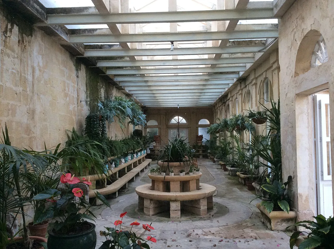 The glazed conservatory at Palazzo Parisio.
