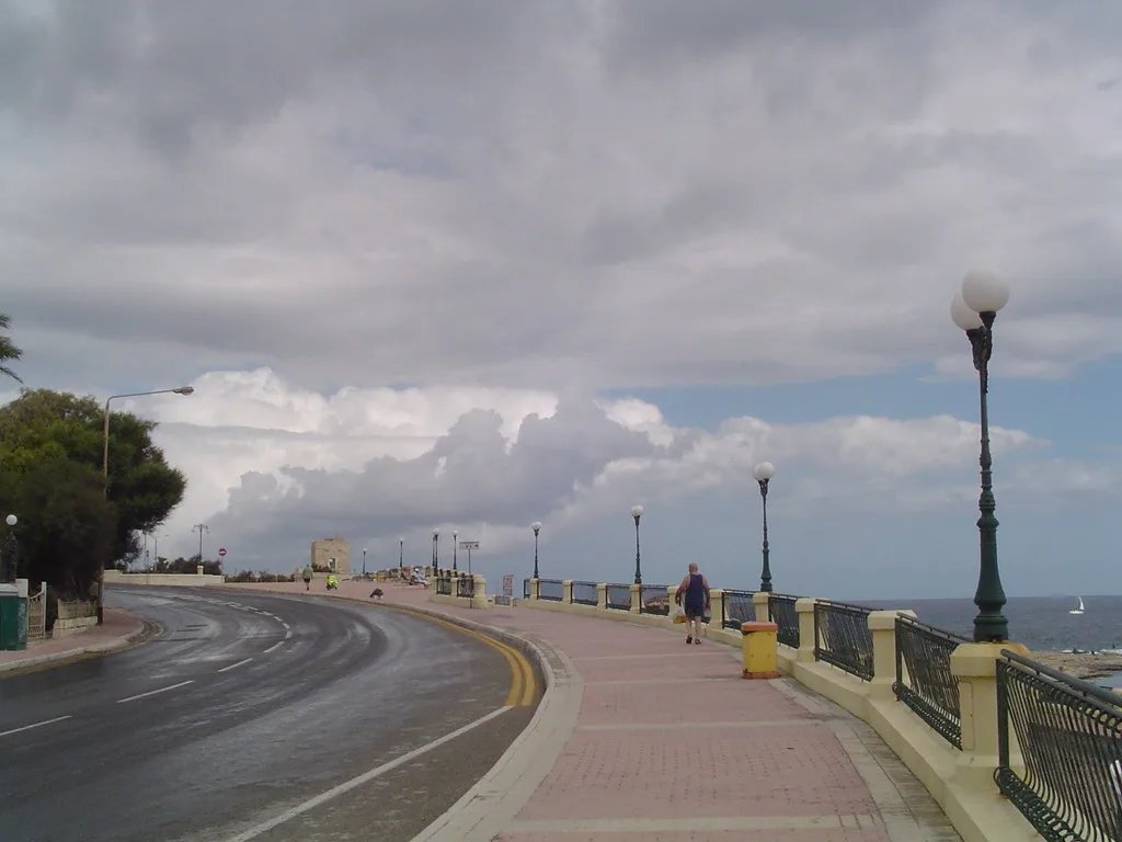 The coastal promenade near Qawra Point.