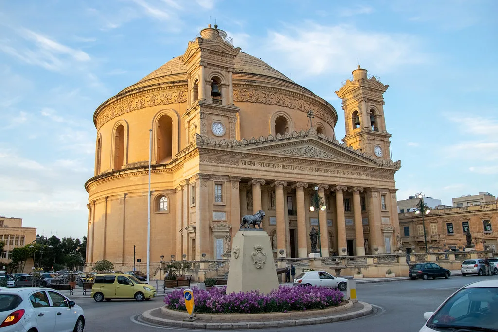 The Rotunda of Mosta and its square.