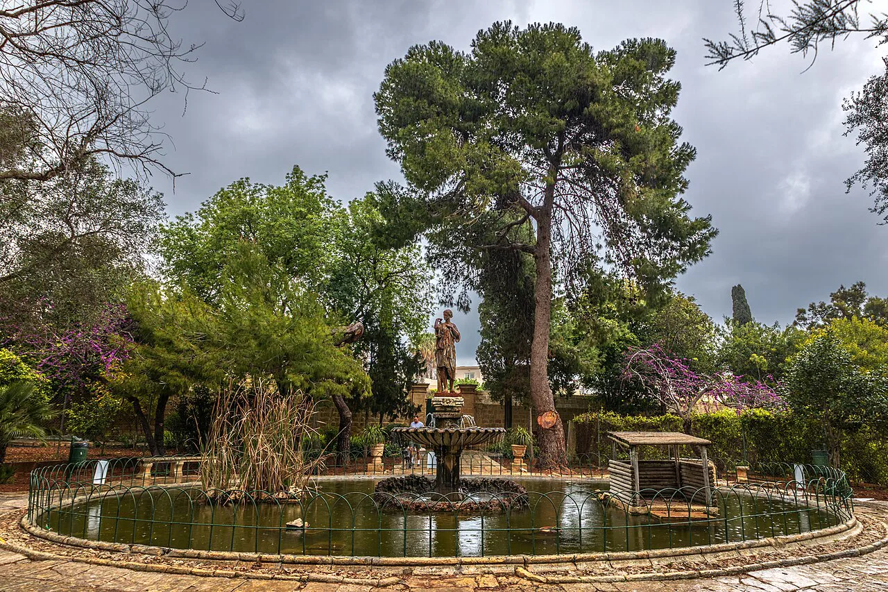 The fountain pond in San Anton Gardens.