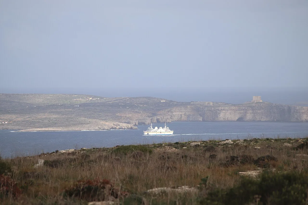 The Gozo coast near Sannat looking towards Comino.