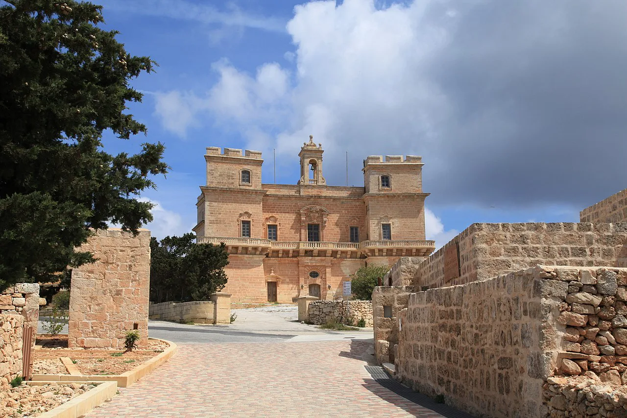 Selmun Palace seen across the fields near Mellieħa.