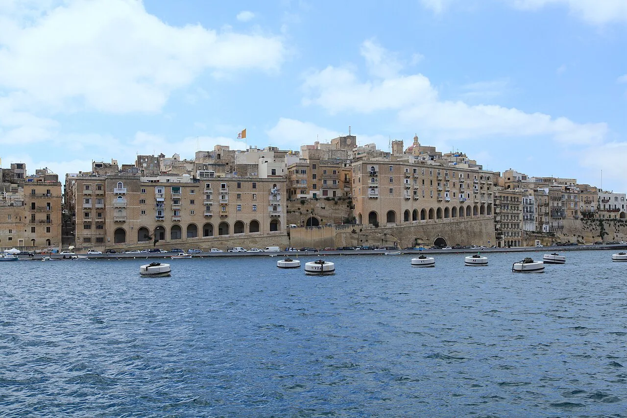 The waterfront seen across the harbour at Senglea.