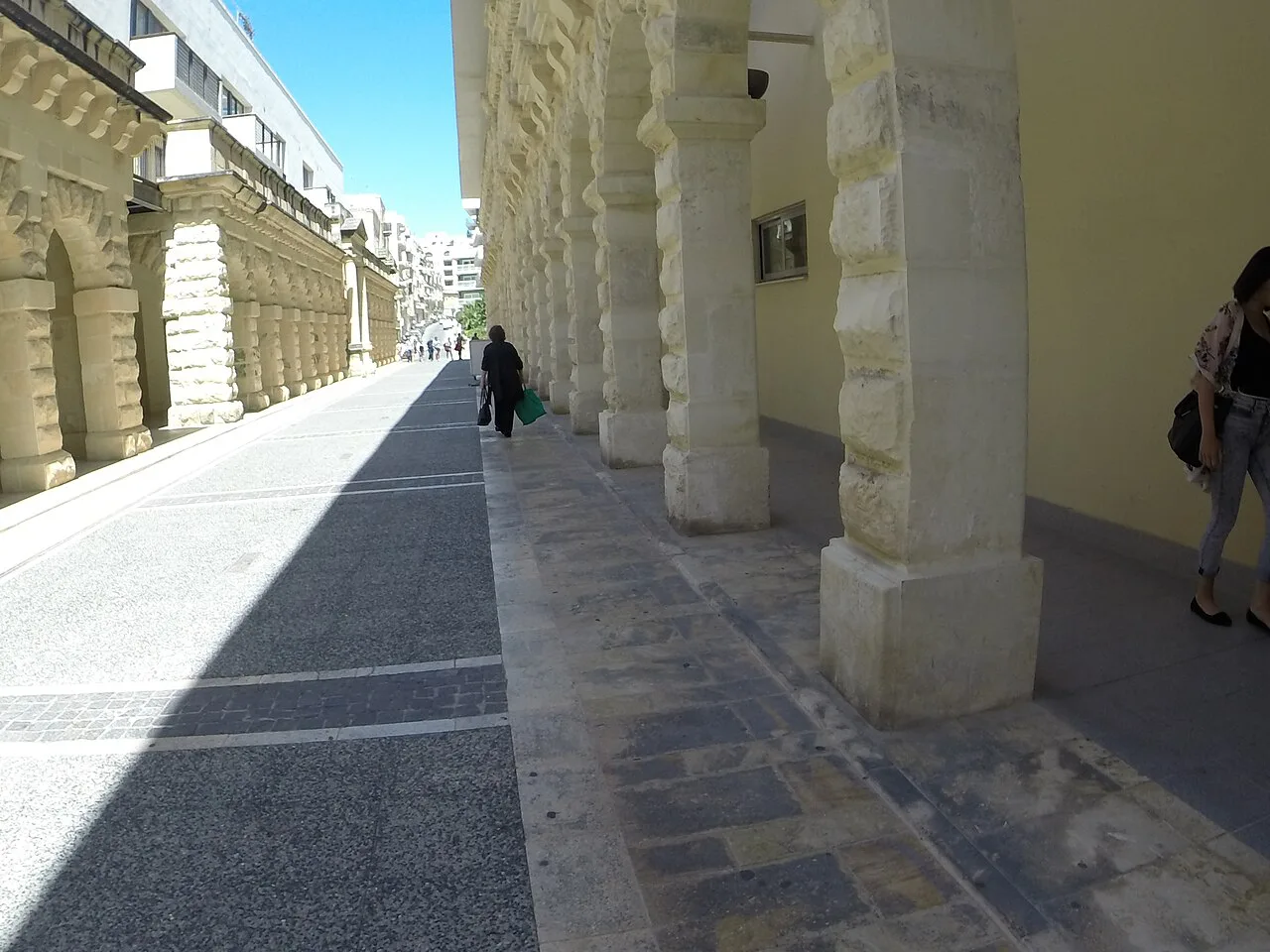 A colonnaded walkway at Tigné in Sliema.