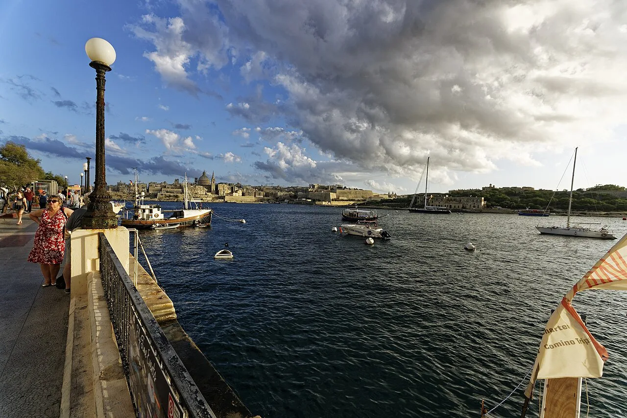 Sliema's waterfront promenade along Marsamxett Harbour.