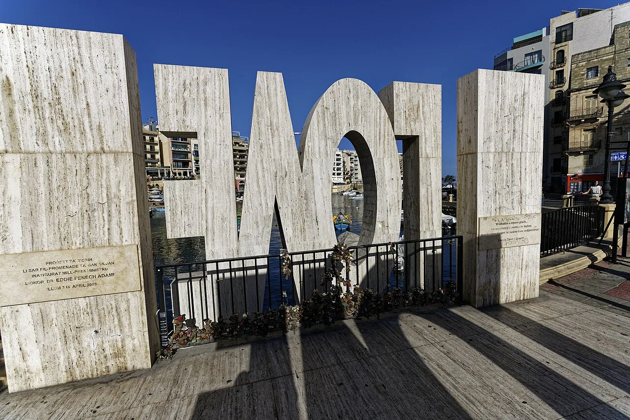 The LOVE monument at Spinola Bay in St Julian's.