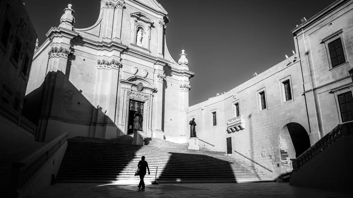 The cathedral in Cathedral Square, Victoria, Gozo.