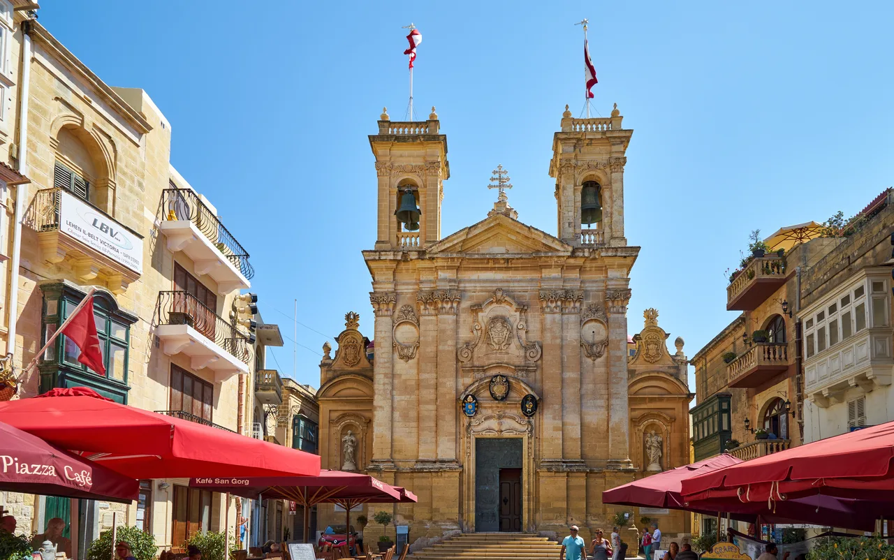 St George's Basilica in Victoria's main square on Gozo.