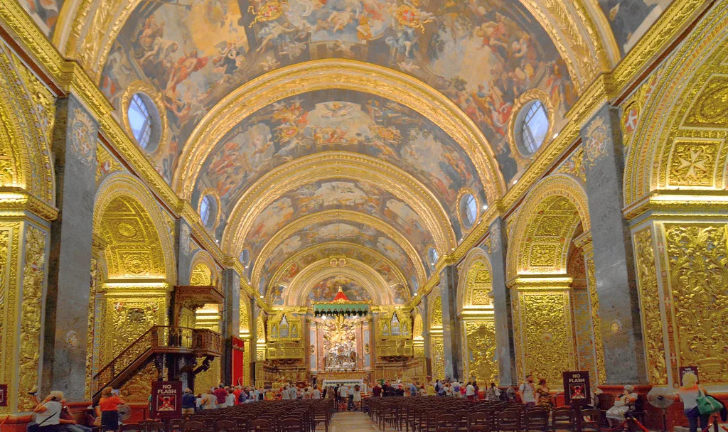 The gilded nave of St John's Co-Cathedral.