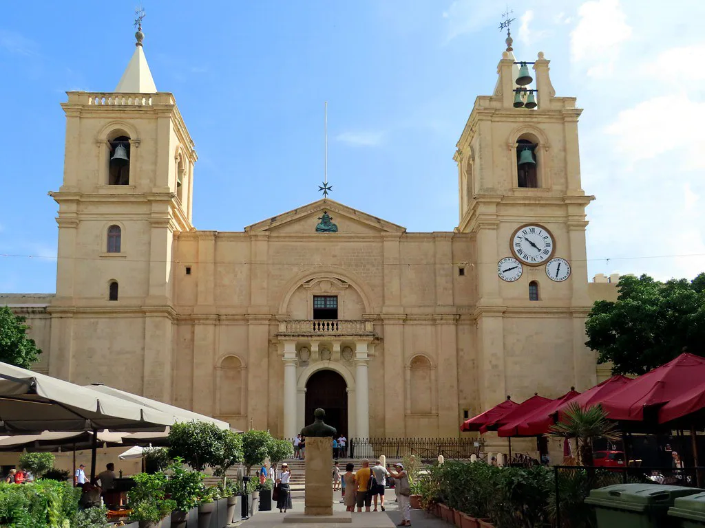 The façade of St John's Co-Cathedral in Valletta.