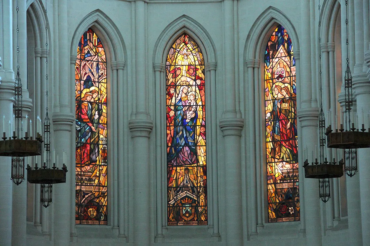Stained-glass windows in the Church of Our Lady of Mount Carmel at Balluta.