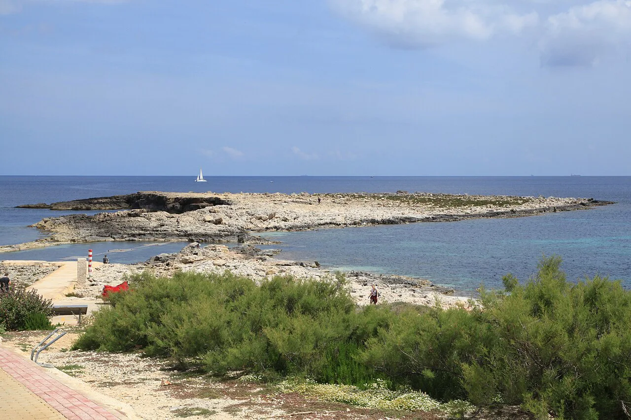 The rocky Qawra shoreline in St Paul's Bay.