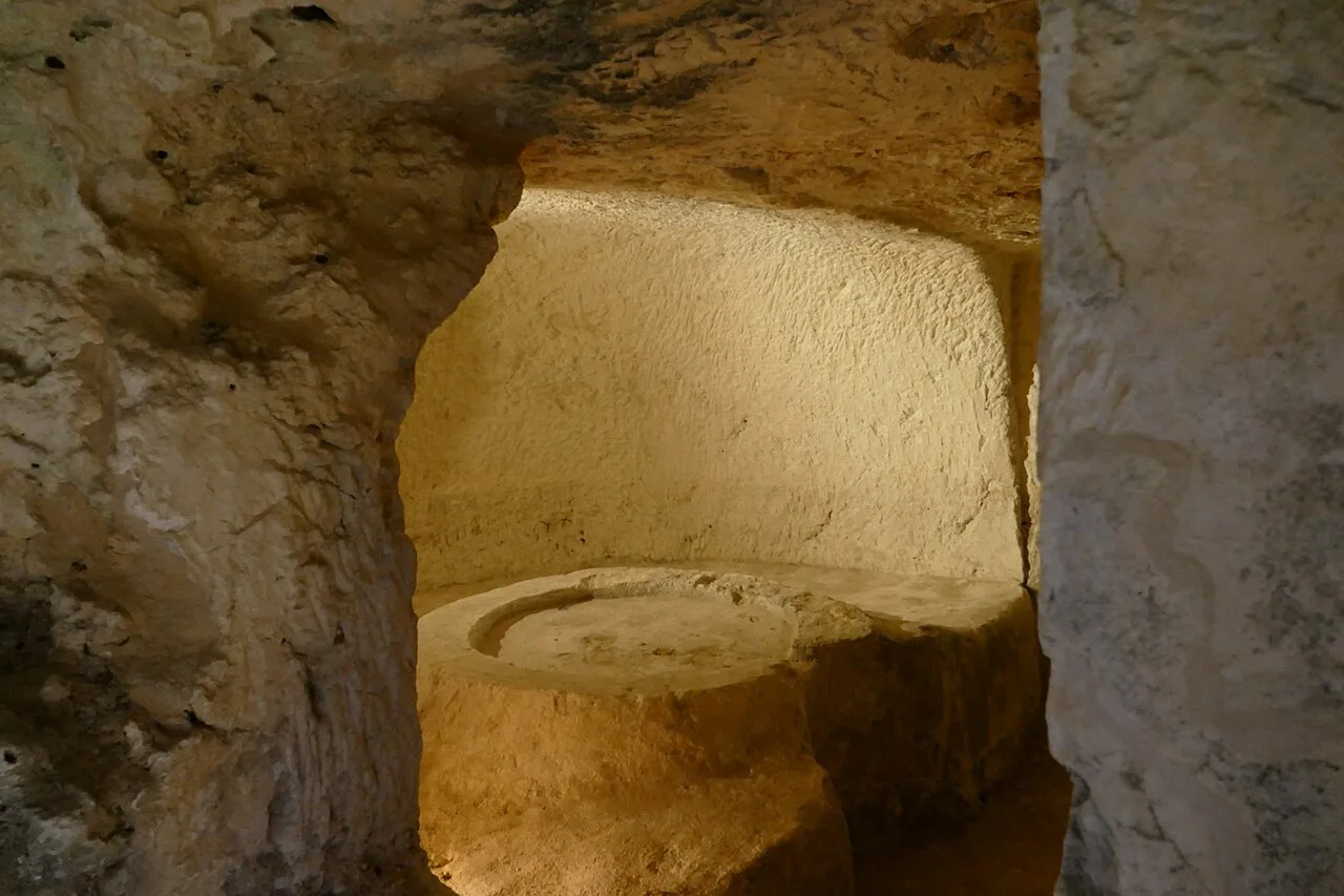 A rock-cut tomb at St Paul's Catacombs in Rabat.