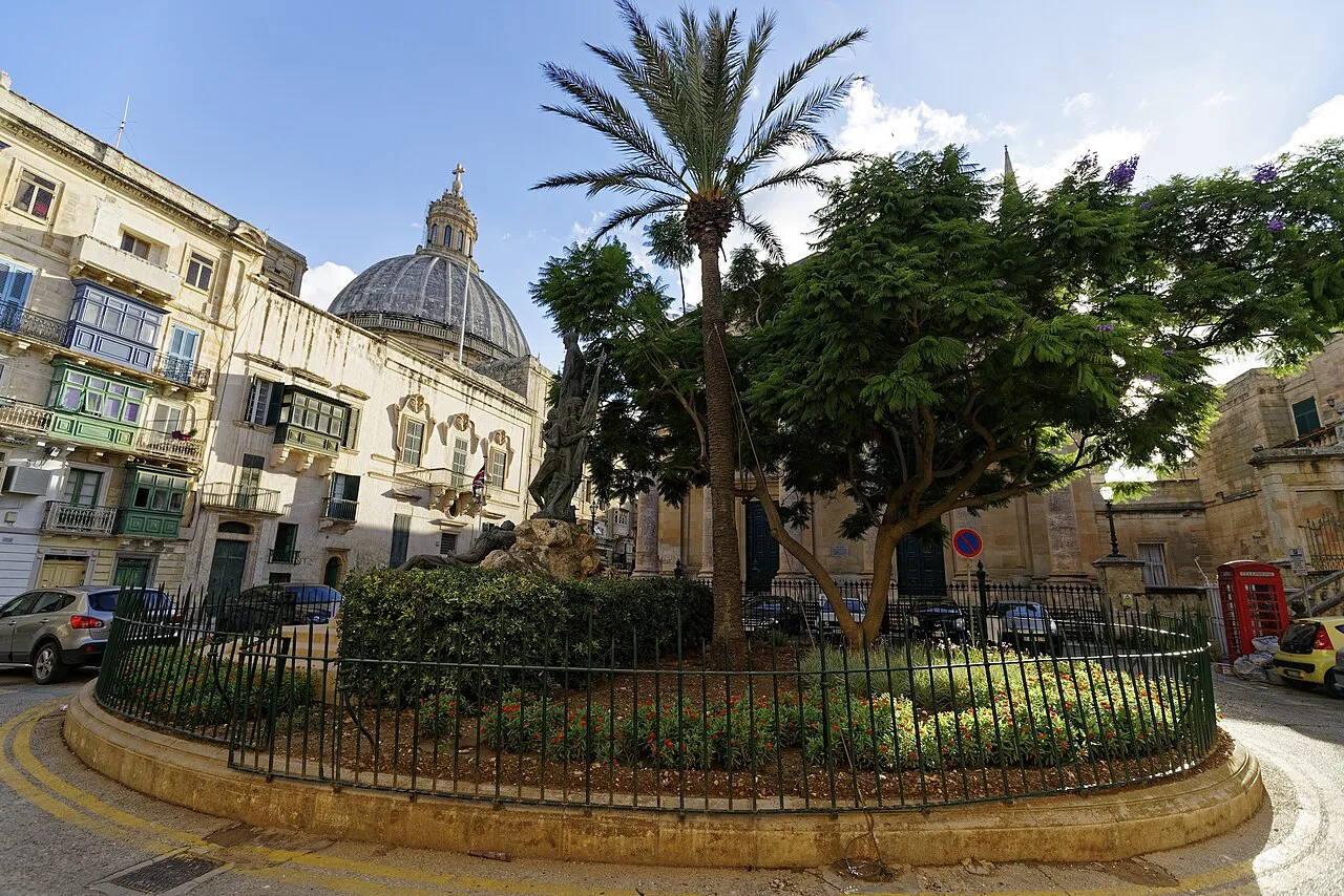 Independence Square in Valletta, beside St Paul's Pro-Cathedral.