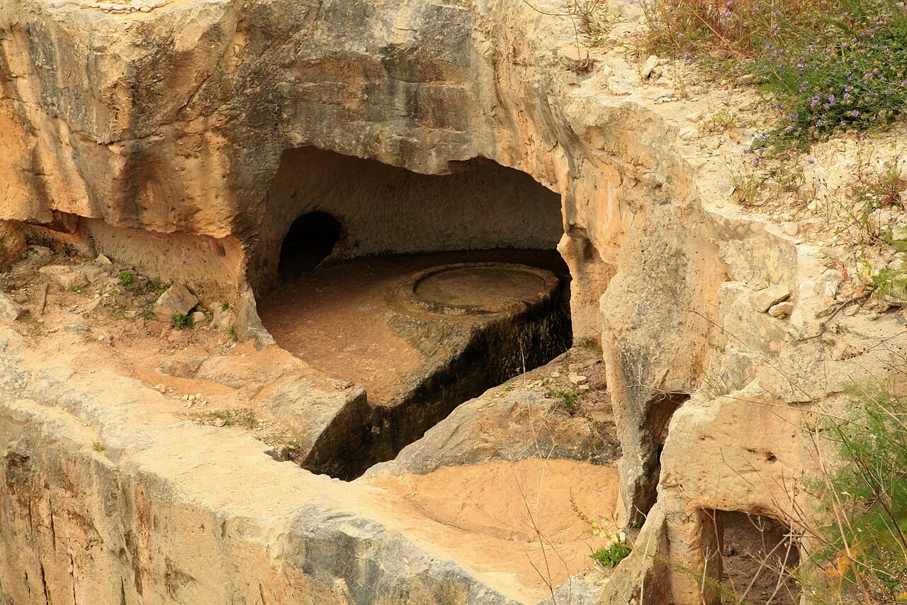 A rock-cut chamber at Ta' Bistra Catacombs in Mosta.
