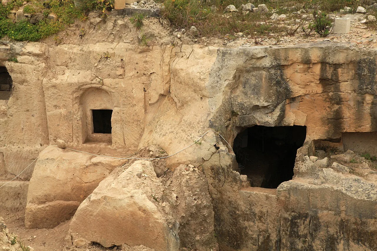Rock-cut tombs at Ta' Bistra Catacombs in Mosta.