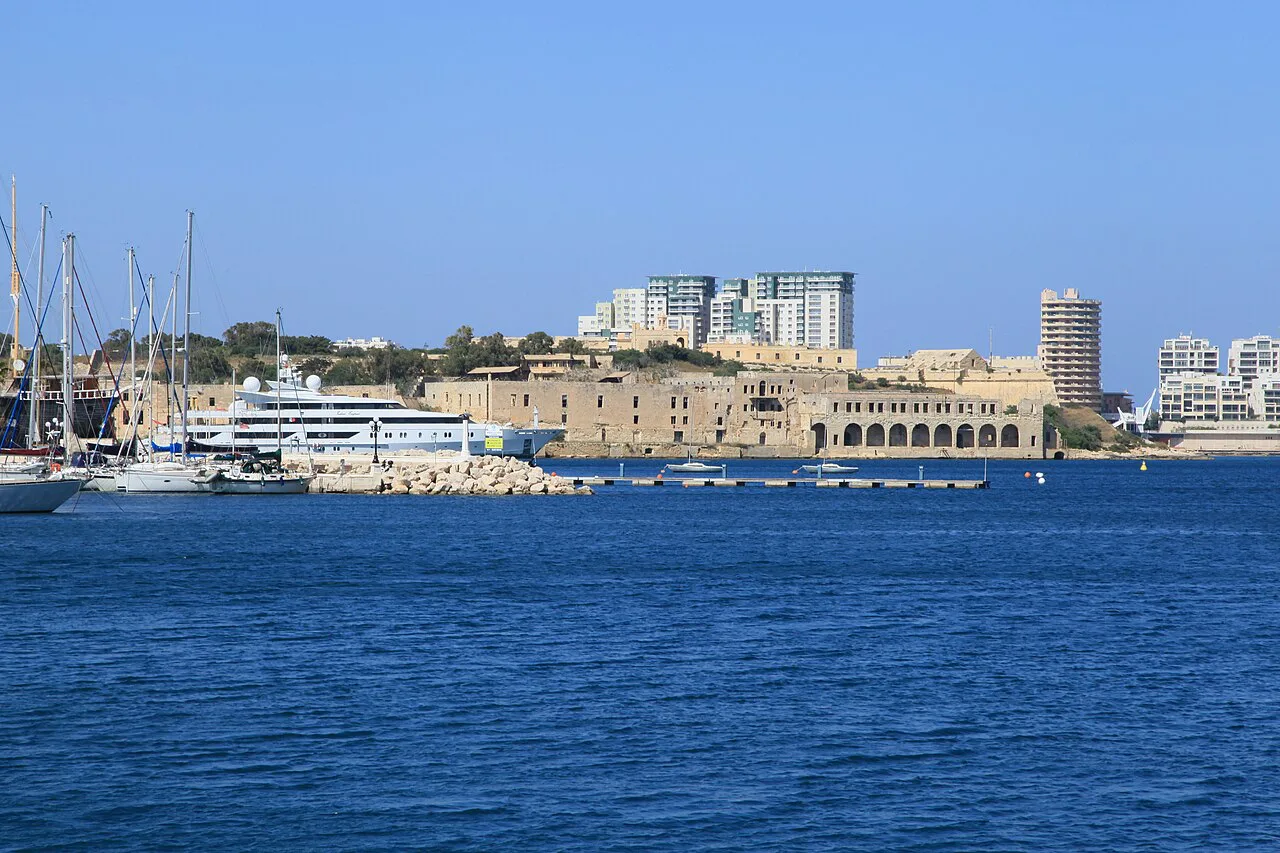 The Ta' Xbiex waterfront seen across the water.