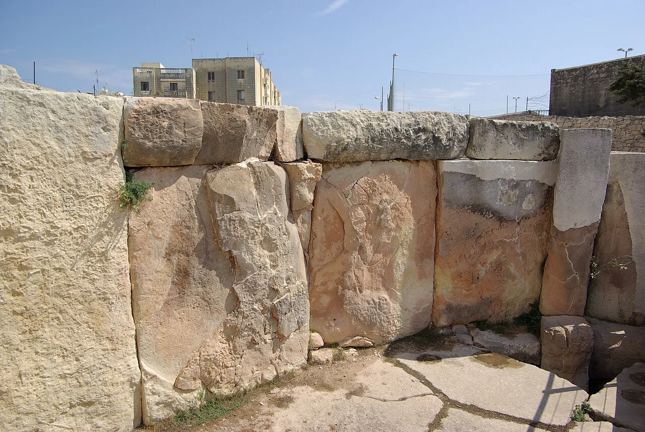 Carved megalithic stonework at the Tarxien Temples.