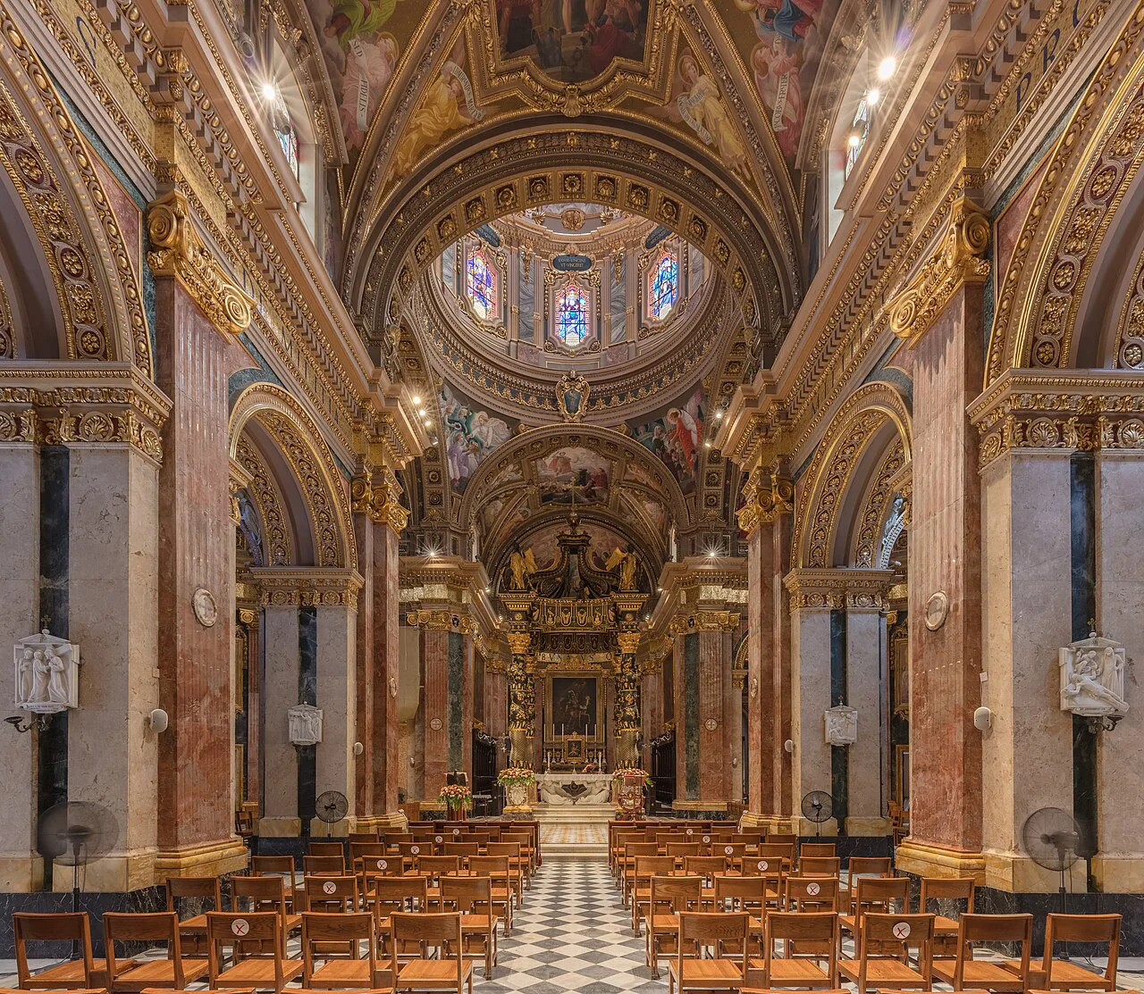 The interior of the Basilica of St George in Victoria, Gozo.