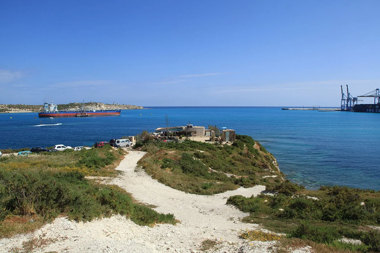 Marsaxlokk Bay and the coast seen from St Lucian Tower.