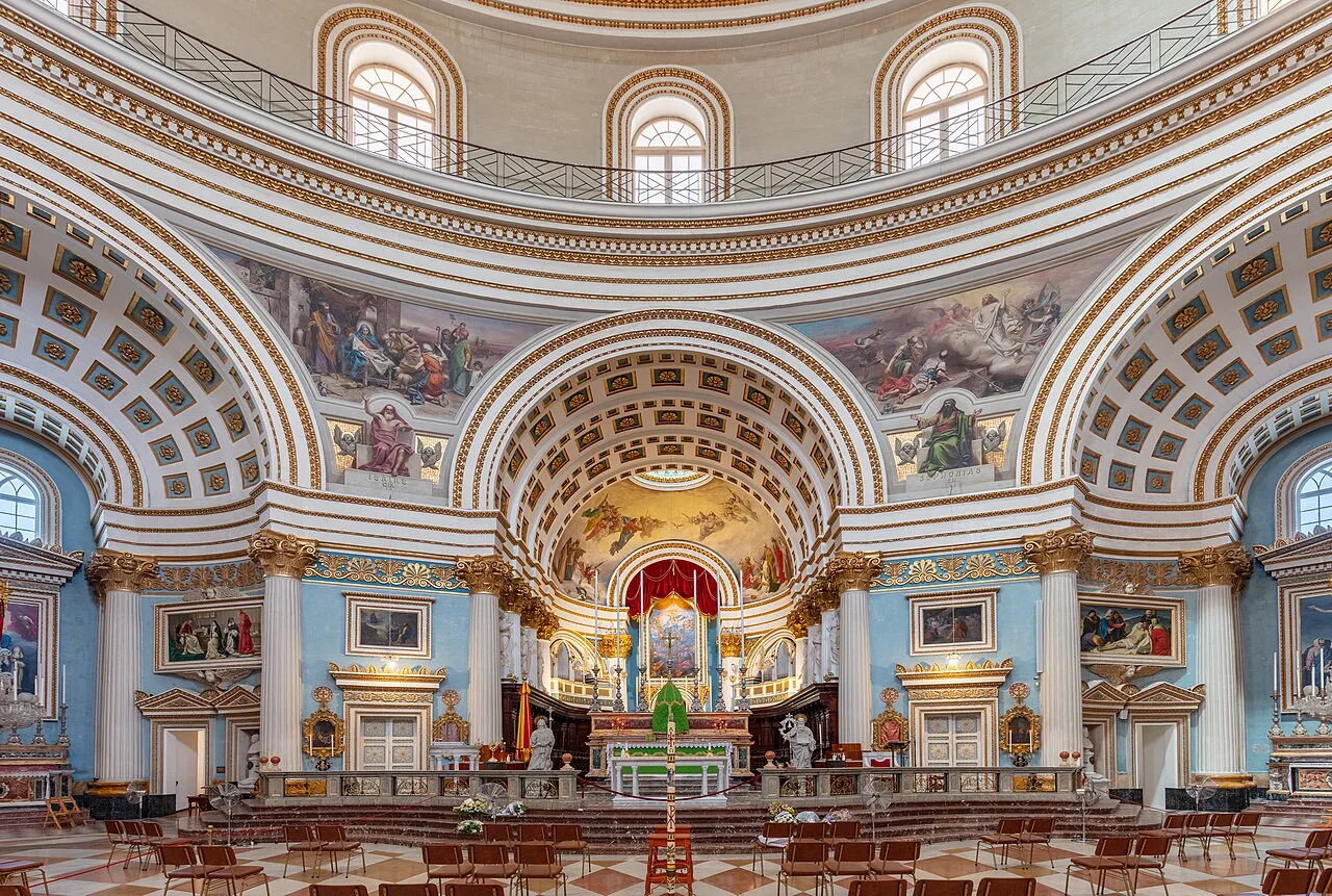 The interior of the Rotunda of Mosta.