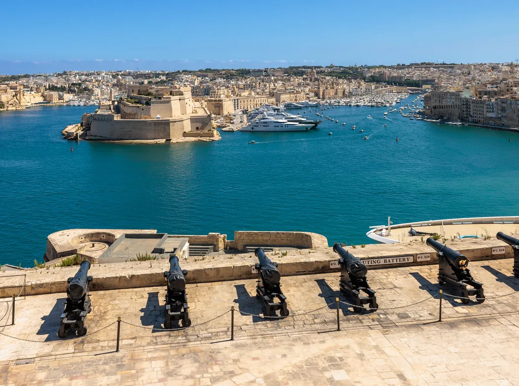 The Saluting Battery at Upper Barrakka Gardens, overlooking the Grand Harbour.
