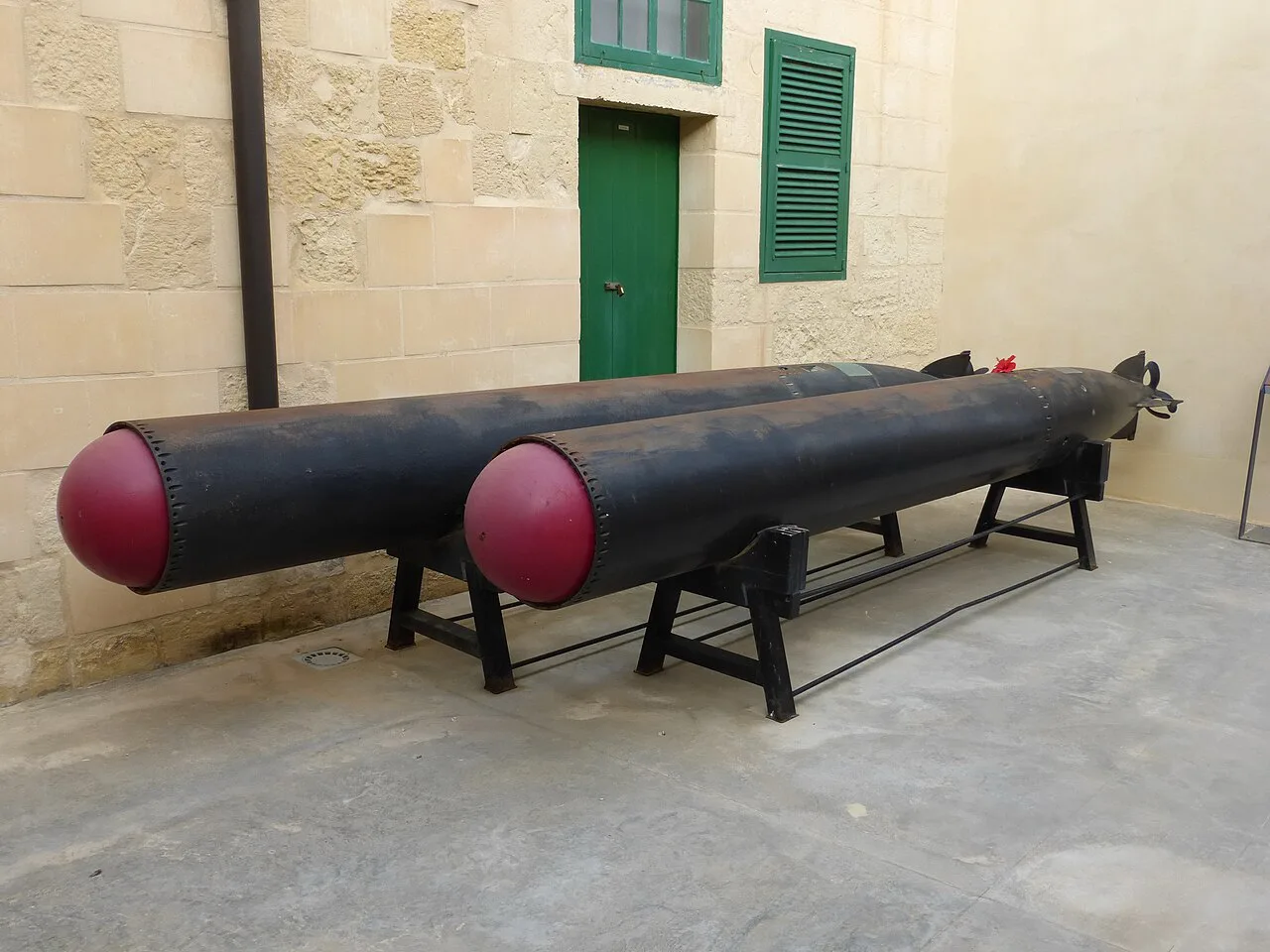 Torpedoes on display at the National War Museum in Fort St Elmo, Valletta.