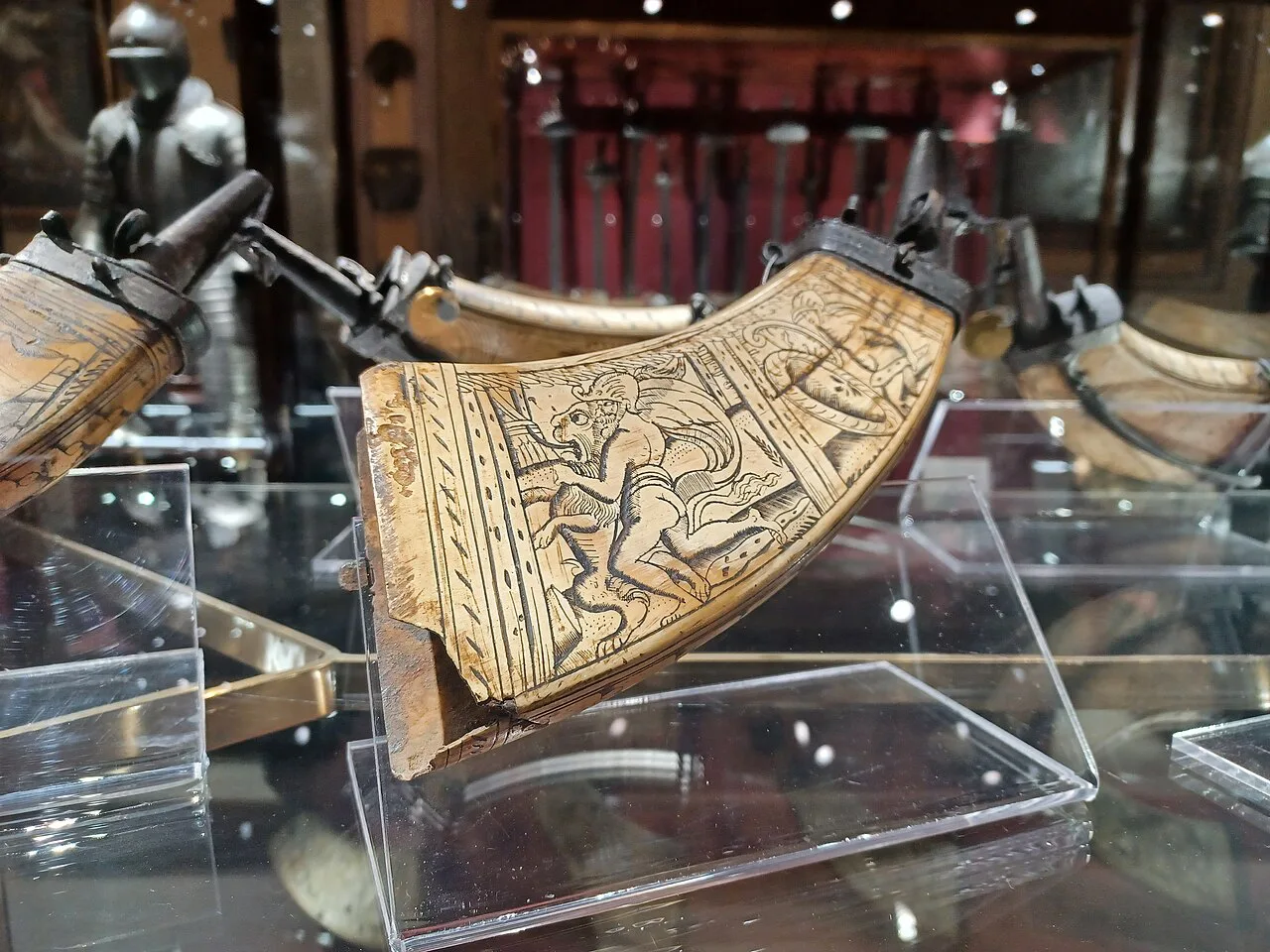 Antique arms on display in the Grandmaster's Palace in Valletta.