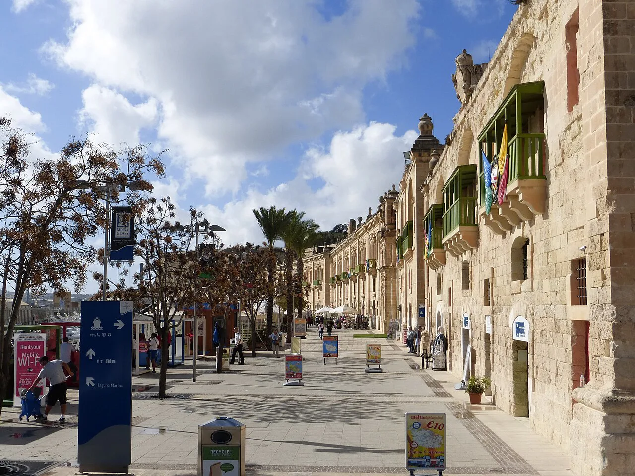 The promenade along the Valletta Waterfront.
