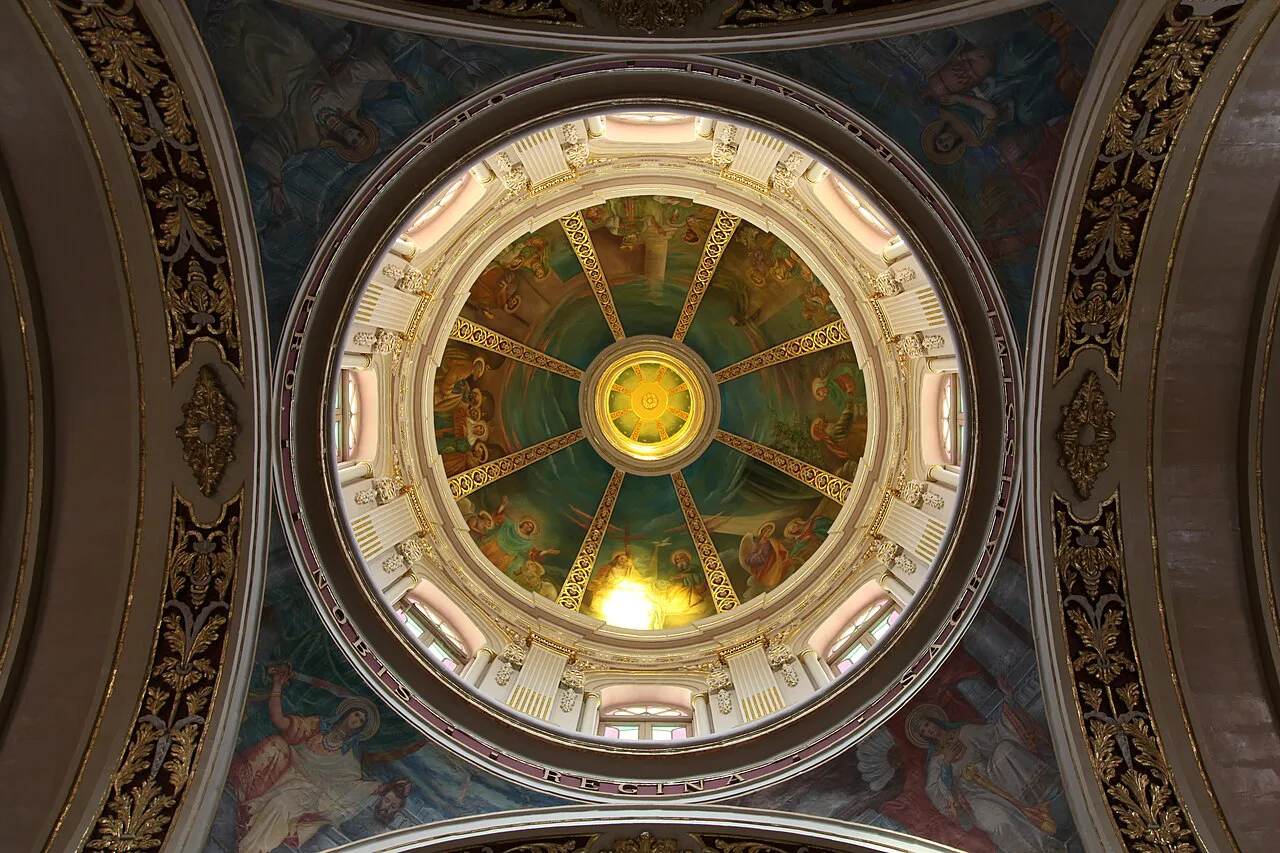 The painted dome of a parish church near Żejtun.